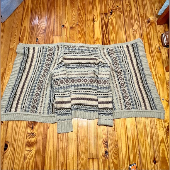 Anthro Sleeping On Snow Cardigan M Fair isle Knit Cottage Grandmacore Waterfall - Picture 6 of 16